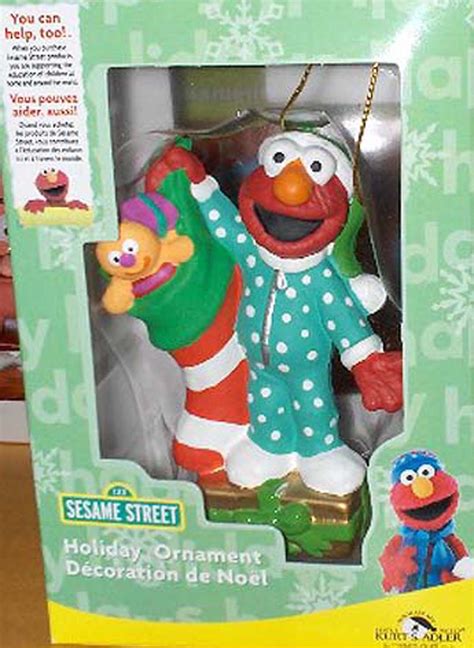 Elmo With Stocking And Toys Christmas Tree Ornament Mint In Box Sesame