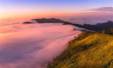 The Mist At Phu Chi Fa In The Morning Chiang Rai Thailand Stock Image