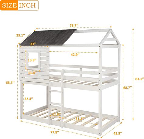 Buy Meritline Twin Over Twin Bunk House Bed Solid Wood Bunk Bed Frame