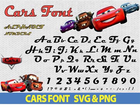 Cars Font Cars Font Svg Cars Alphabet Cars Numbers Cars Letters Svg