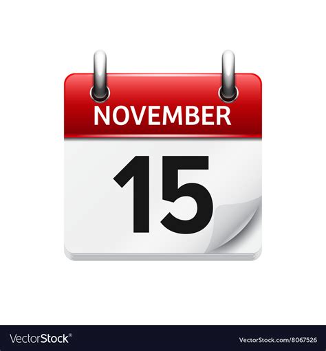 November 15 Flat Daily Calendar Icon Royalty Free Vector