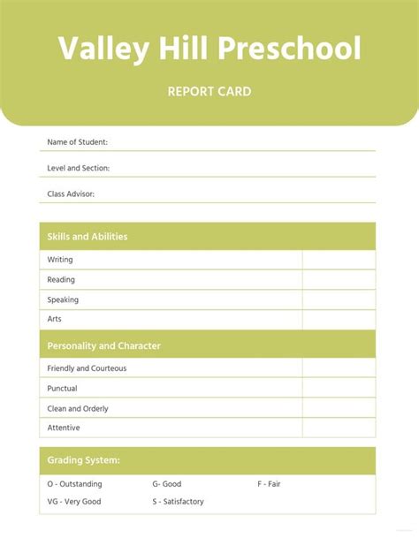 Free Blank Report Card Template In Microsoft Word Microsoft Publisher