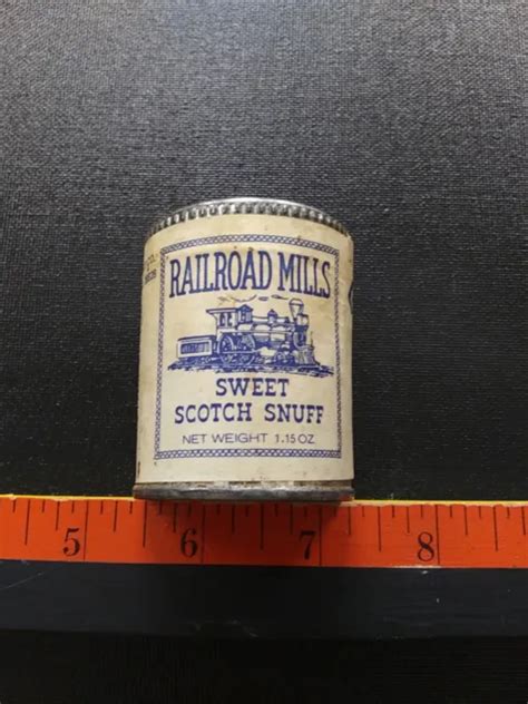 VINTAGE RAILROAD MILLS Sweet Scotch Snuff Advertising Container 10 00