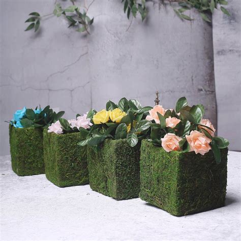 Buy 4 Pack Square Preserved Moss Planter Box Moss Covered Planters