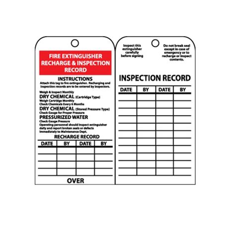 Confirm the extinguisher is visible, unobstructed, and in its designated location. Monthly Fire Extinguisher Inspection Tags - The Fire Safe ...
