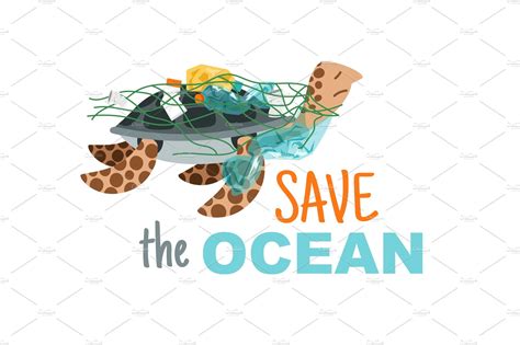 Save Ocean Poster Animal Illustrations ~ Creative Market