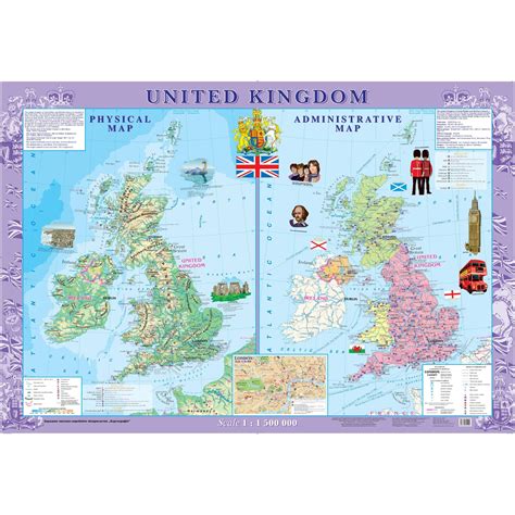 United Kingdom Wall Map Physical And Political Extra Large By