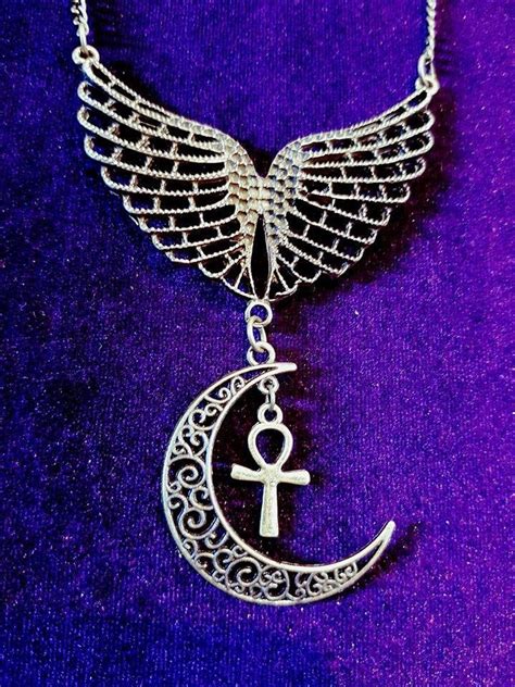 Wings Of Eternity Necklace Egyptian Gothic Ankh Vampire Wing Etsy