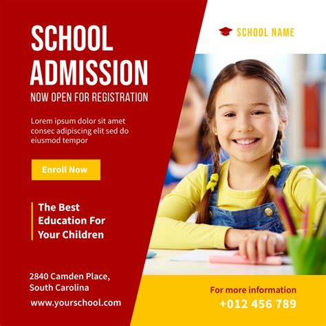 School Admission Open Social Media Template Postermywall