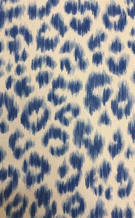 Blue Leopard Print Fabric By The Yard Kitchen Window Treatments