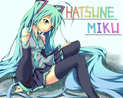 Hatsune Miku Blue Colorful Cute Vocaloid Miku Name Vocaloids