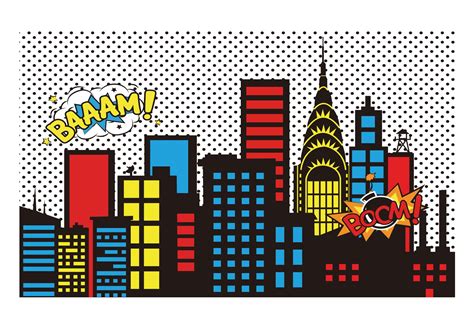 Buy Allenjoy Superhero Themed Backdrops Super City Skyline Buildings