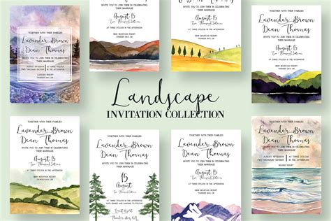 Landscape Invitation Collection Wedding Templates Creative Market