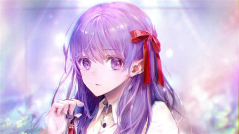 Beautiful Anime Girl Purple Hair Matou Sakura Fategrand Order