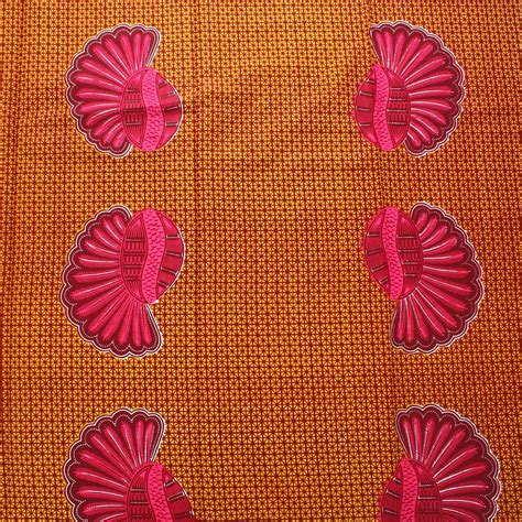 Mustard And Pink Shell Ankara Fabric By The Yard Urbanstax Pink