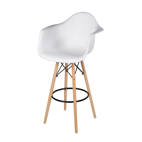 Molded Mid Century Eames Style Bar Stool White Abs Plastic