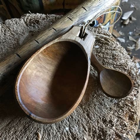 Noggin Scoop Canoe Cup Sprits Cup Kuksa Hand Carved Wooden Spoon