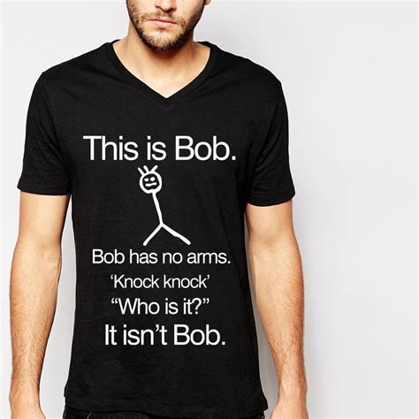 This Is Bob Knock Knock Funny Joke T Shirts Men V Neck Mens T Shirt