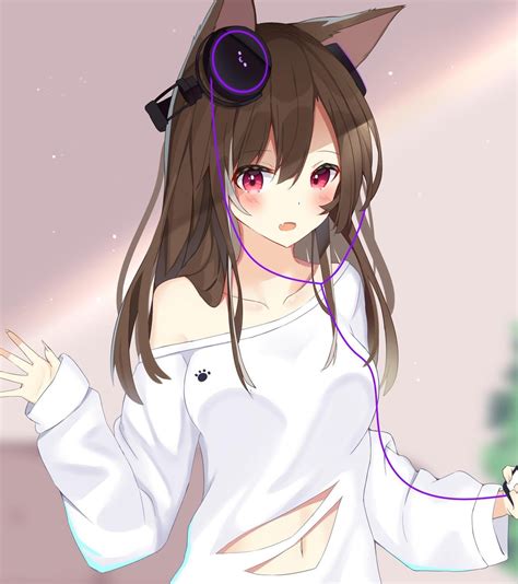 Anime Cat Girl With Headphones Anime Girl