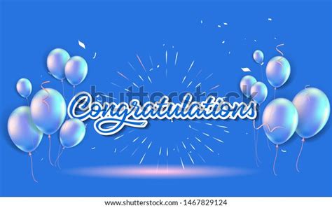 Congratulations Greeting Colorful Balloon Confetti Lettering Stock