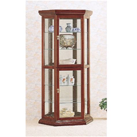 Oak finish wooden corner curio cabinet glass doors display shelves storage case. Curio Cabinets: Solid Wood Curio Cabinet in Cherry 3390 CO ...