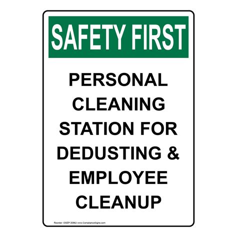 Vertical Personal Cleaning Station For Sign Osha Safety First