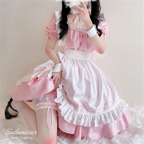 Pink Maid Costume Sexy Maid Cosplay Costume Maid Outfit Etsy Uk