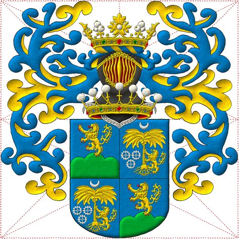 Quartered Coat Of Arms Of The Barone Dott Diego Spanò Dei Tre Mulini