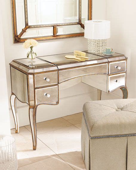 Vanity desk with mirror is glamorous furniture with metallic sheen, and reflective surfaces are ideal complements for minimalist trend, based on less is more. Claudia Mirrored Vanity/Desk | Mirrored vanity desk ...