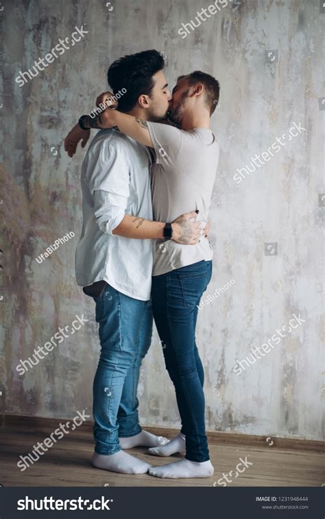 Sensual Gay Males Giving Deep Kiss Stock Photo Edit Now