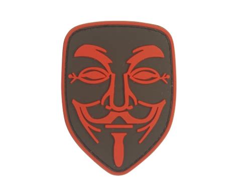 Guy Fawkes Anonymous Vendetta Mask Pvc Red Patch With Hook And Loop Airsoft