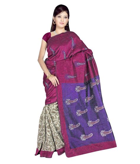 Shyam Silk Fabrics Multicoloured Bhagalpuri Silk Saree Buy Shyam Silk Fabrics Multicoloured