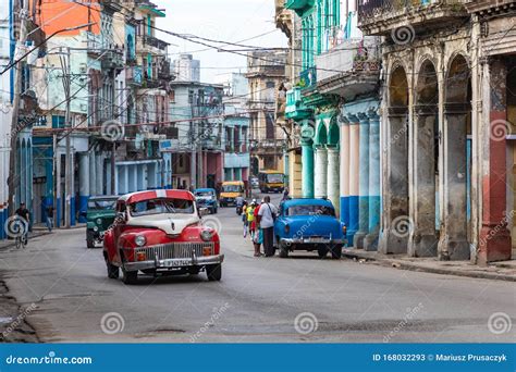 Havana Cuba December 10 2019 Vintage Colored Classic American Cars In Old Havana Cuba