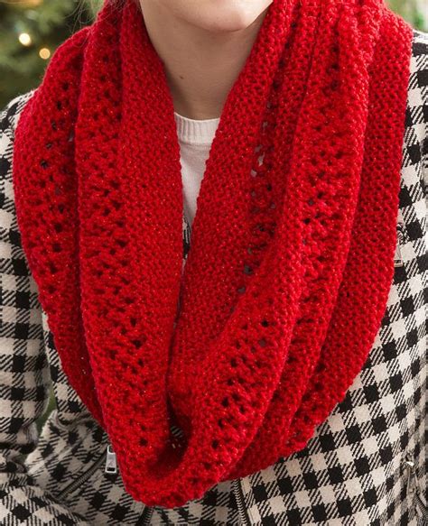 Free Knitting Pattern For Easy Lace And Garter Stitch Infinity Scarf