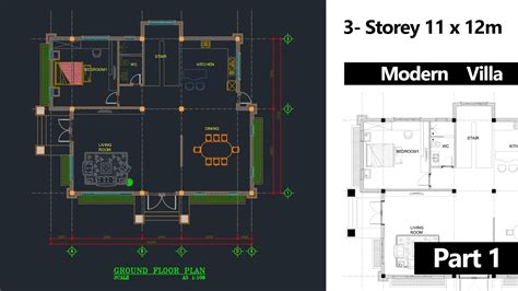 Making A Simple Floor Plan In Autocad Part 1 Project 3 Storey 11x12m
