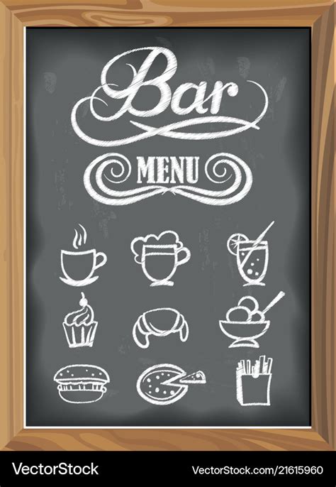 Vintage Chalkboard With Bar Menu And Food Icons Vector Image