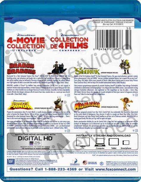 Dream Works 4 Movie Collection Blu Ray Dvd Digital Copy Blu Ray