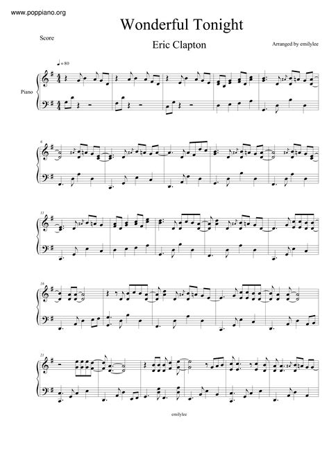 Eric Clapton-Wonderful Tonight Sheet Music pdf, - Free Score Download ★