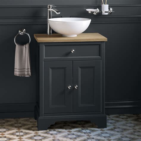 You can choose different sizes of storage bins for easy bathroom organizer solutions. 600mm Loxley Charcoal Countertop Unit & Puro Basin - Floor ...