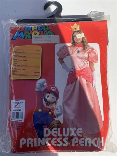 PRINCESS PEACH ADULT Deluxe Costume Super Mario Bros Womens Costume