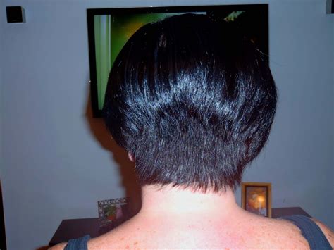 This stacked wedge cut is cut deeply at the back. Layered Wedge Haircut Back View | Short Hairstyle 2013