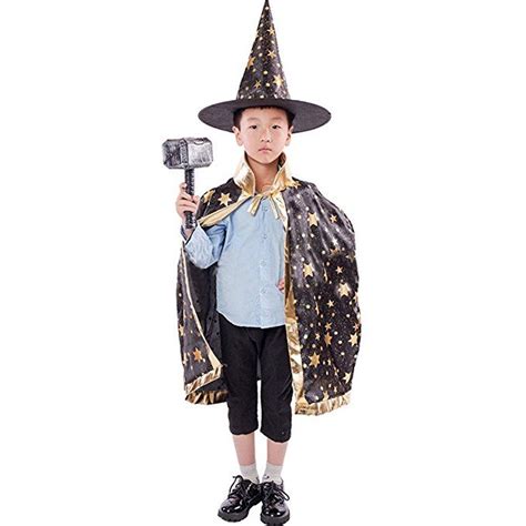 Kinder Halloween Kostüm Hunpta Zauberer Hexe Umhang Kap Robe und Hut