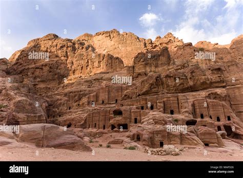 General View Of The Royal Tombs In Petra Jordan The Urn Tombs Stock