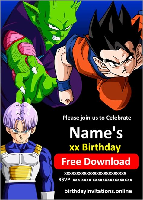 Dragon Ball Invitations Birthday Invitations