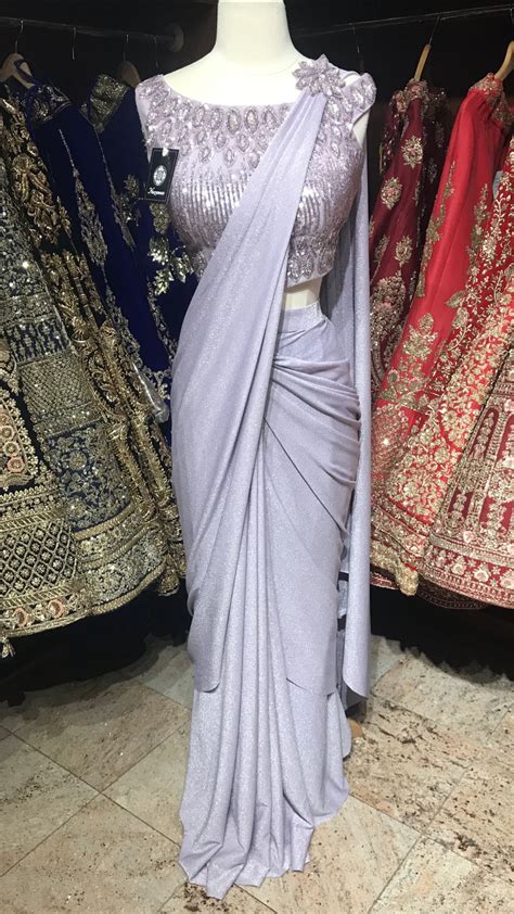 Lilac Draped Saree In 2020 Drape Sarees Saree Designs Party Wear