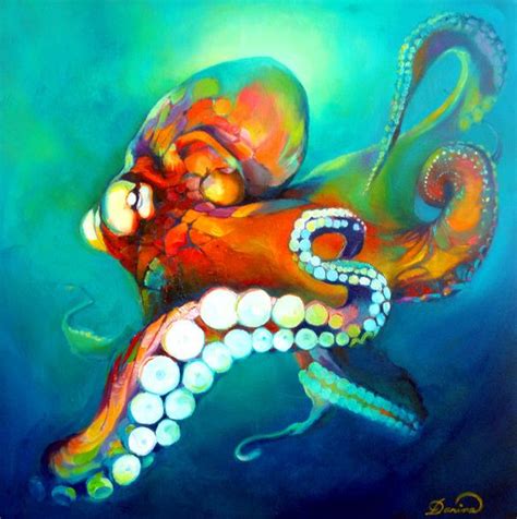 Octopus Oil On Canvas 46x46cm Artist Darina Denali