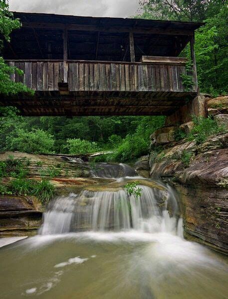 Covered Bridge And Waterfallnewton Countyar Old Bridges Covered