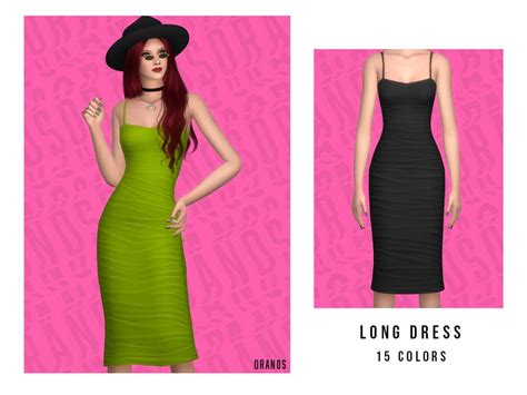 Sims 4 — Long Dress By Oranostr — New Mesh 15 Colors Hq Mode