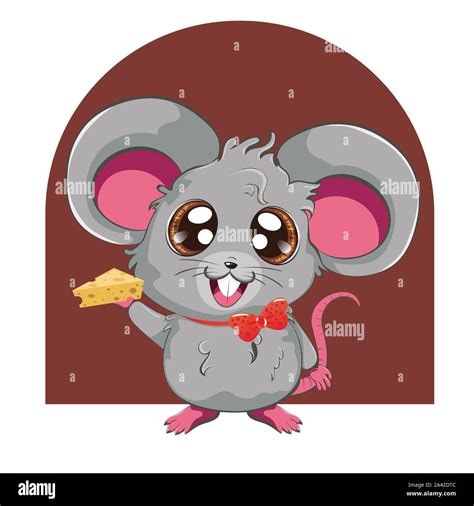 Cartoon Kawaii Anime Grey Mouse Or Rat Design Stock Vector Image Art Alamy