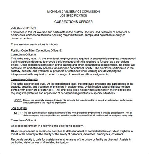 When writing your job ad, tap into those emotions by learning everything you can about your target candidate (i.e., the person you want to be interviewing). 5+ Sample Correction Officer Job Description Template ...